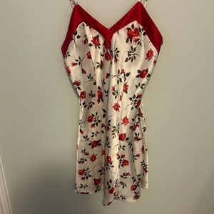 Kathy Ireland Red Floral Satin Dress